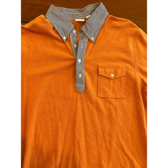 UNIQLO Michael Bastian XL Mens Polo Shirt All Cotton Contrast Collar Orange Blue - Picture 3 of 9